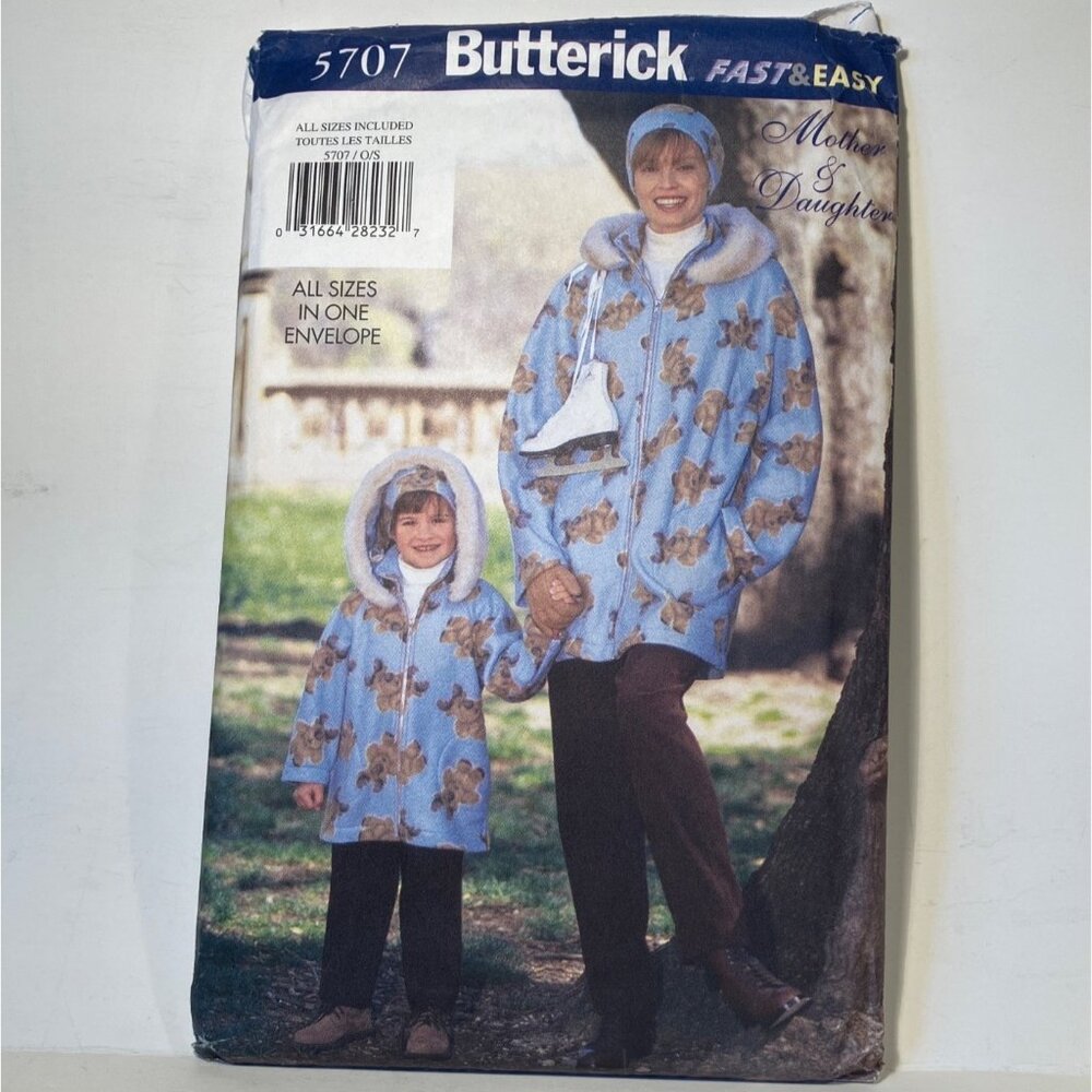 Mother Daughter Hood Jacket Pants Headband Sewing Pattern Butterick 5707 Uncut